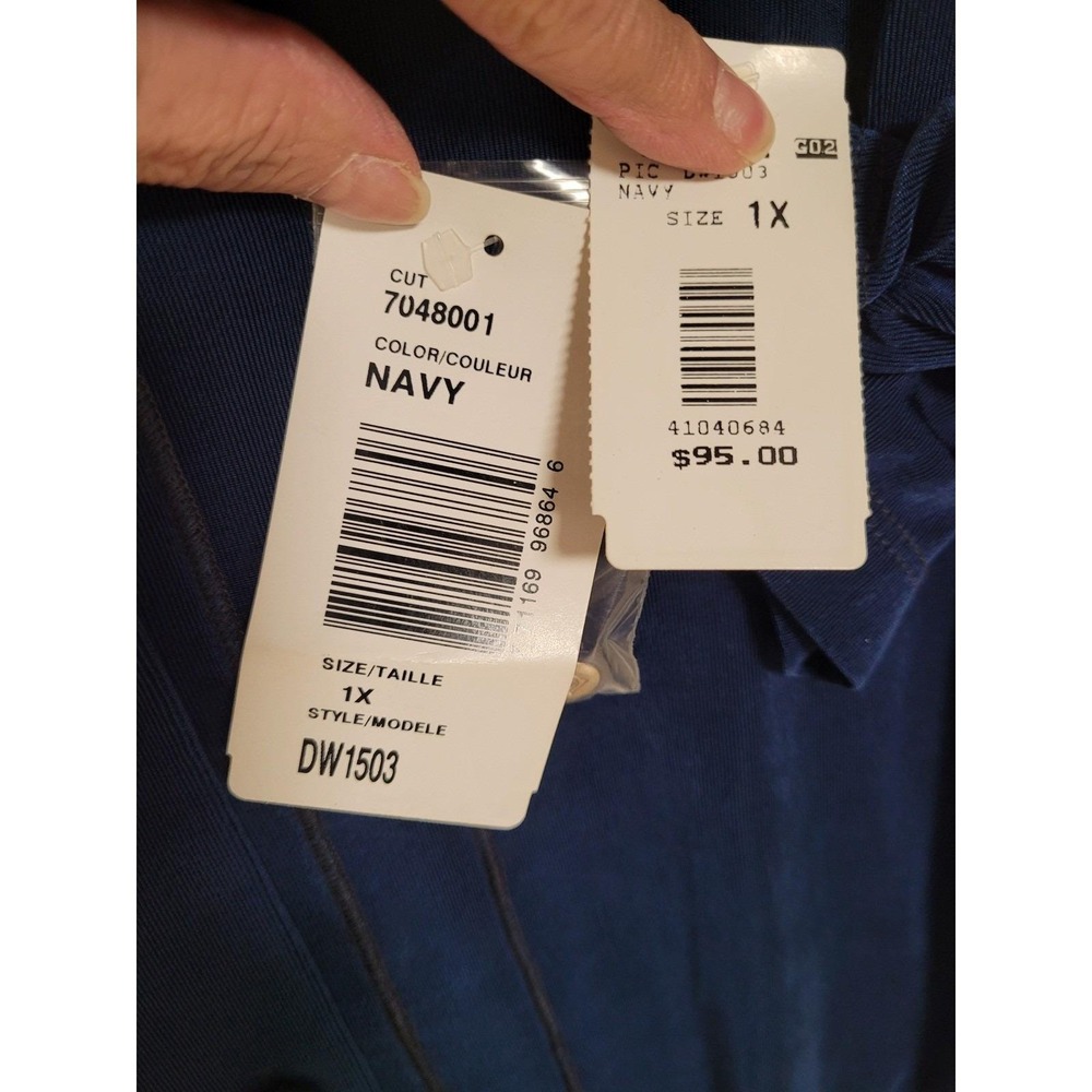 Draper's & Damon's Navy Button Down Blouse‎ Size 1X Stretch Office Careerwear - Picture 3 of 4